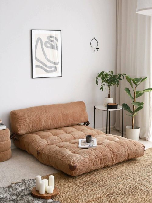 Divano letto 2 posti Dysnomia, Sofà trasformabile, Divanetto per ospiti, Poltrona letto contenitore, 120x75 h79 cm, Marrone