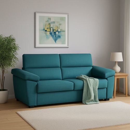 Divano letto 2 posti Fisciano, 205x95 h100 cm, Azzurro