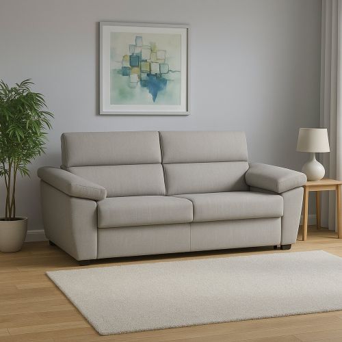 Divano letto 2 posti Fisciano, 205x95 h100 cm, Grigio chiaro