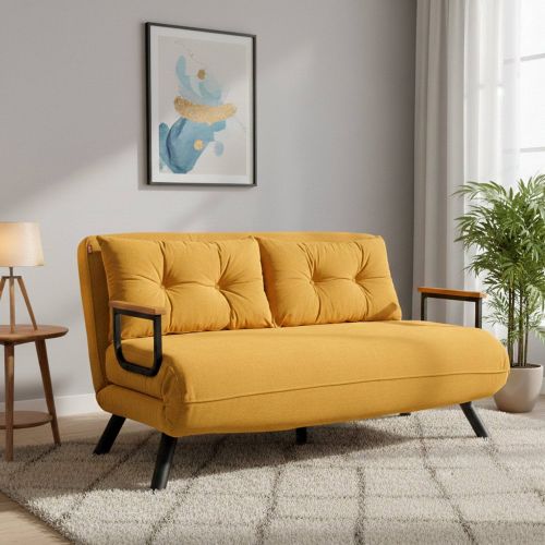 Divano letto 2 posti giallo 133x78cm - Calvin