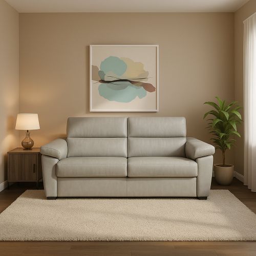Divano Letto 2 Posti Grigio Chiaro Sfoderabile Contenitore 185x95 cm, di Apertura a Ribalta Made in Italy - Salorno