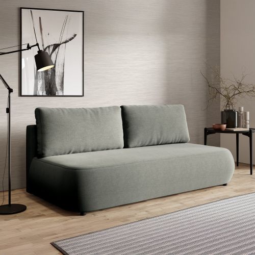 Divano Letto 2 Posti Grigio Contenitore Cuscini Sfoderabili 210x106 cm, Reclinabile - Brugnato