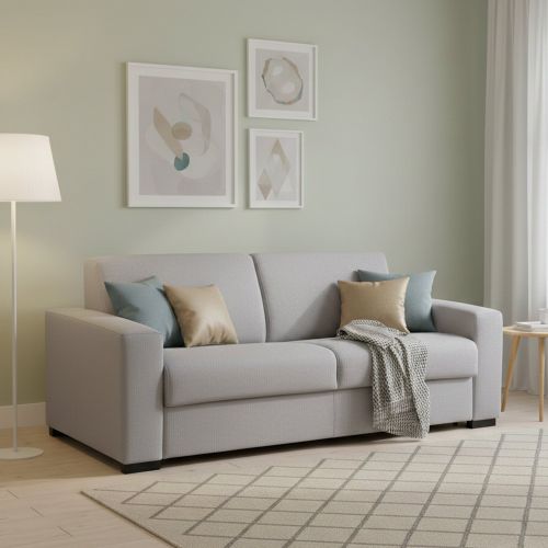 Divano Letto 2 Posti Grigio Sfoderabile Contenitore 160x95 cm, di Apertura Girevole - Alcatraz