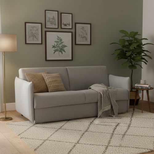 Divano Letto 2 Posti Grigio Sfoderabile Contenitore 180x95 cm, di Apertura a Ribalta Made in Italy - Trovo
