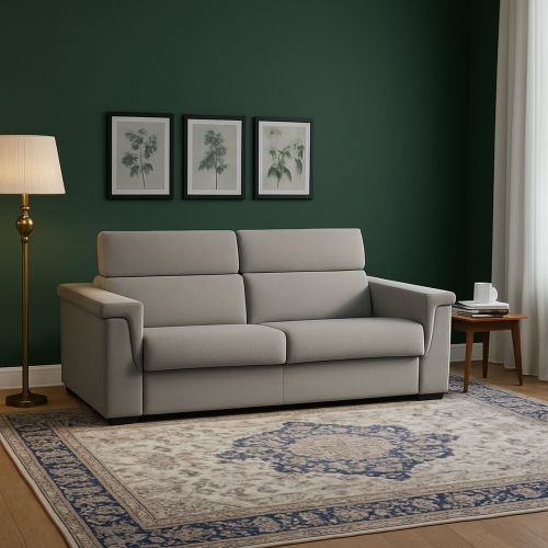 Divano Letto 2 Posti Grigio Sfoderabile Contenitore 185x95 cm, di Apertura a Ribalta Made in Italy - Rigolato