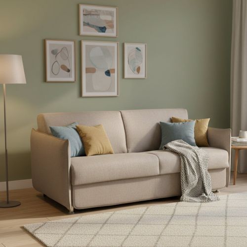 Divano Letto 2 Posti Grigio Tortora Sfoderabile Contenitore 160x95 cm, di Apertura a Ribalta Made in Italy - Verceia