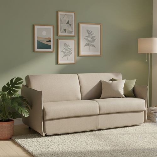 Divano Letto 2 Posti Grigio Tortora Sfoderabile Contenitore 180x95 cm, di Apertura a Ribalta Made in Italy - Trovo