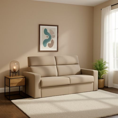 Divano Letto 2 Posti Grigio Tortora Sfoderabile Contenitore 200x95 cm, di Apertura a Ribalta Made in Italy - Ecate