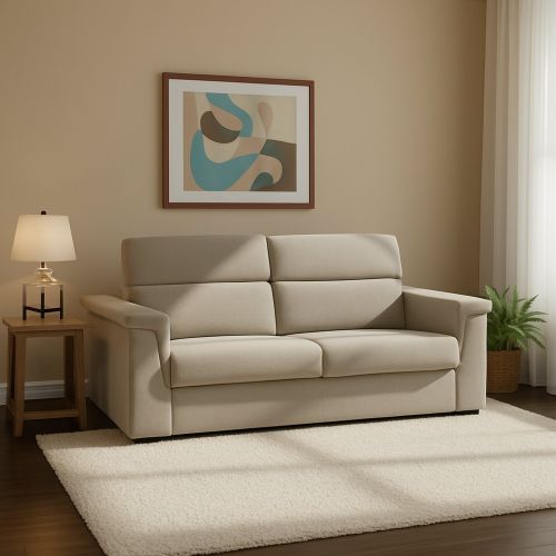 Divano Letto 2 Posti Grigio Tortora Sfoderabile Contenitore 205x95 cm, di Apertura a Ribalta Made in Italy - Biscossi
