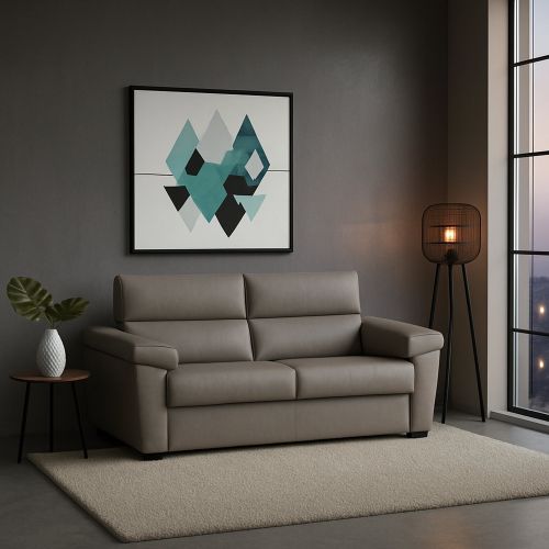 Divano Letto 2 Posti Grigio Tortora Sfoderabile Contenitore 205x95 cm, di Apertura a Ribalta Made in Italy - Contrada