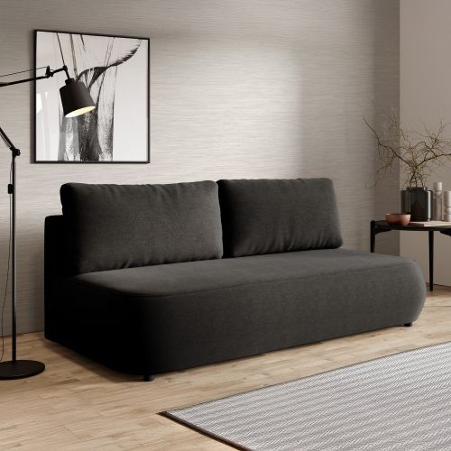 Divano Letto 2 Posti Nero Contenitore Cuscini Sfoderabili 210x106 cm, Reclinabile - Brugnato