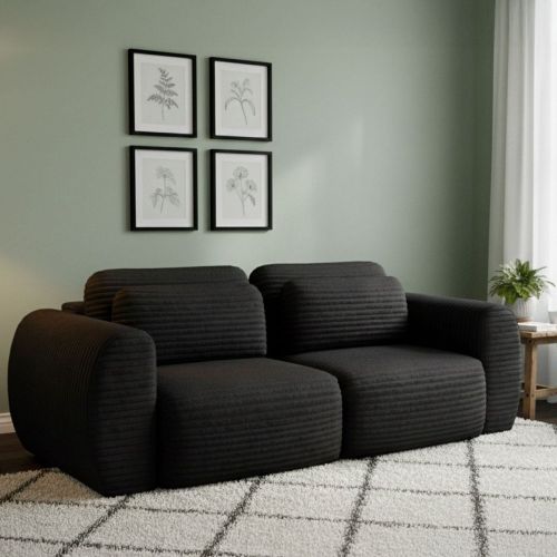 Divano Letto 2 Posti Nero Contenitore di Apertura a Libro 266x121 cm, Reclinabile - Golgi