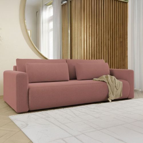 Divano Letto 2 Posti Rosa Contenitore di Apertura a Libro 240x105 cm, Reclinabile - Erbezzo
