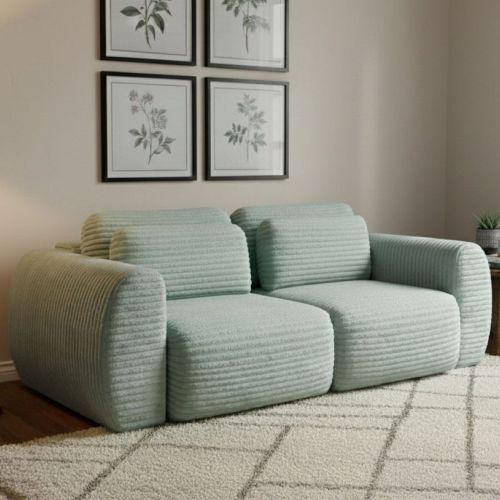 Divano Letto 2 Posti Verde Chiaro Contenitore di Apertura a Libro 266x121 cm, Reclinabile - Golgi