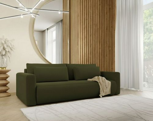 Divano Letto 2 Posti Verde Contenitore di Apertura a Libro 240x105 cm, Reclinabile - Erbezzo