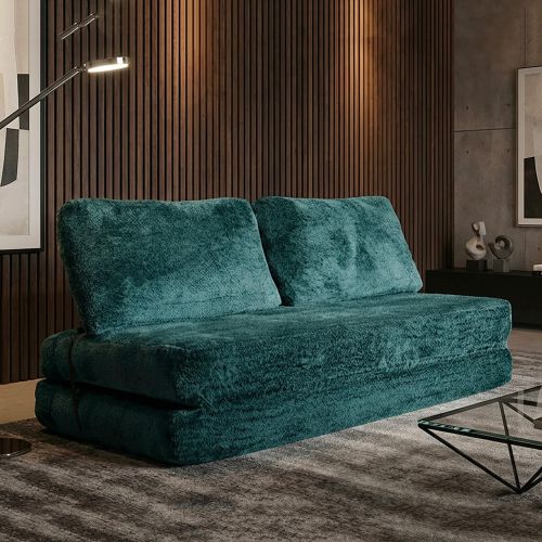 Divano Letto 2 Posti Verde Petrolio Reclinabile Apertura a Ribalta 31x31 cm, Posti a Sedere 2 - Albayz