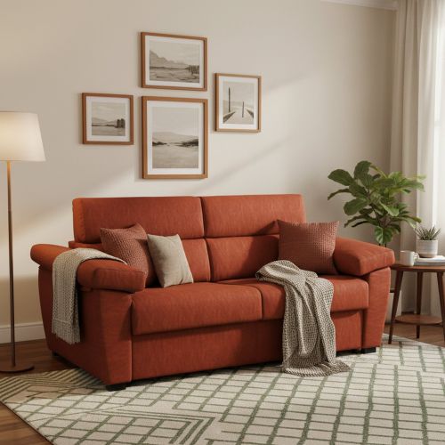 Divano letto 3 posti arancione 225x95cm - Paceco