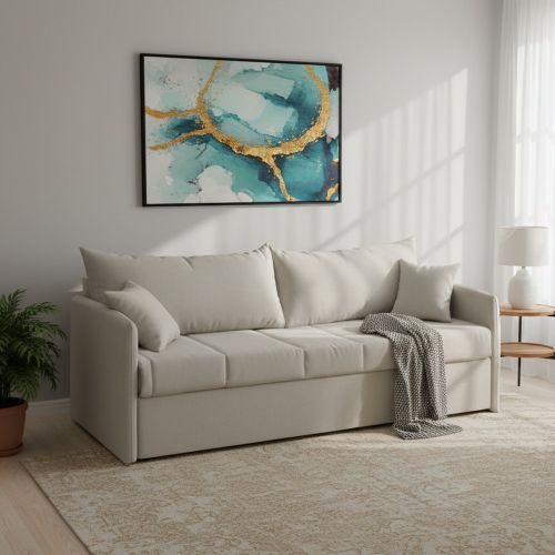 Divano letto 3 posti Avellana, 205x86 h80 cm, Beige