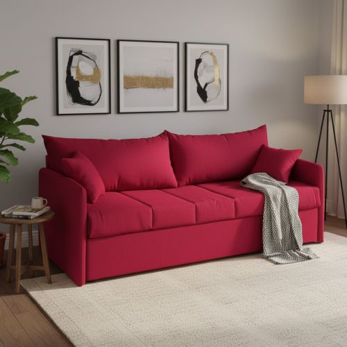 Divano letto 3 posti Avellana, 205x86 h80 cm, Rosso