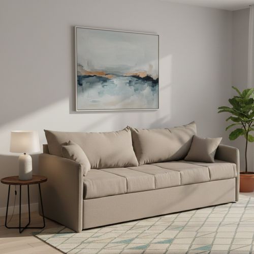 Divano letto 3 posti Avellana, 205x86 h80 cm, Tortora