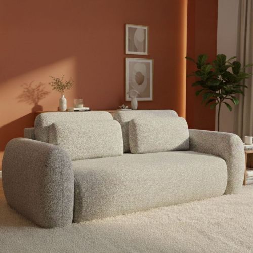 Divano Letto 3 Posti Beige Contenitore di Apertura a Libro 266x121 cm, Reclinabile - Sessame