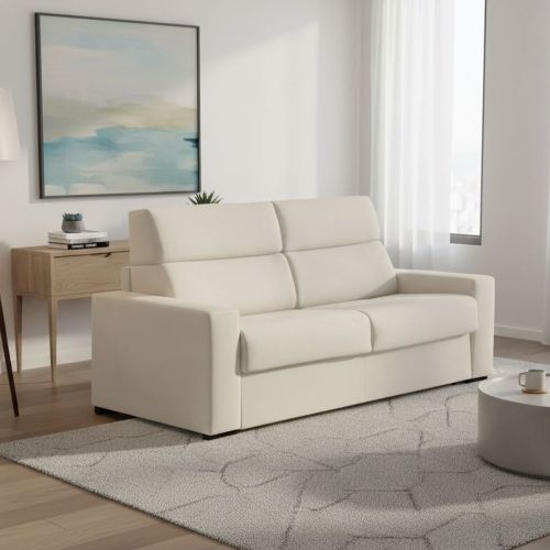 Divano Letto 3 Posti Beige Sfoderabile Contenitore 220x95 cm, Lavabile Made in Italy - Quindici