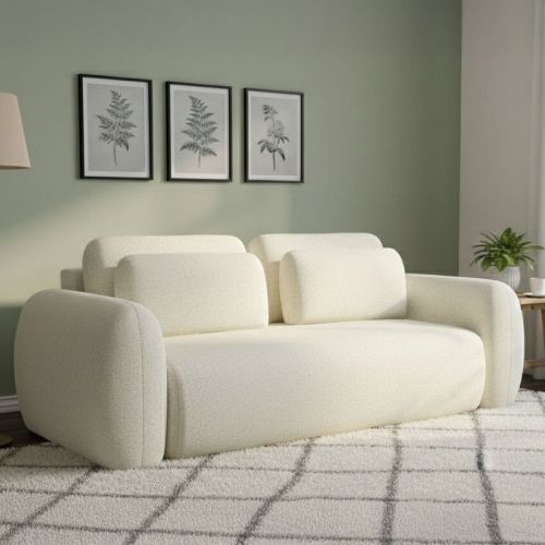 Divano Letto 3 Posti Bianco Crema Contenitore di Apertura a Libro 266x121 cm, Reclinabile - Sessame