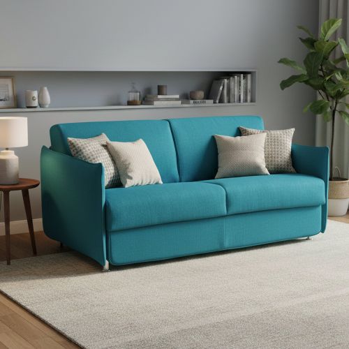 Divano letto 3 posti Gravere, 200x95 h90 cm, Azzurro