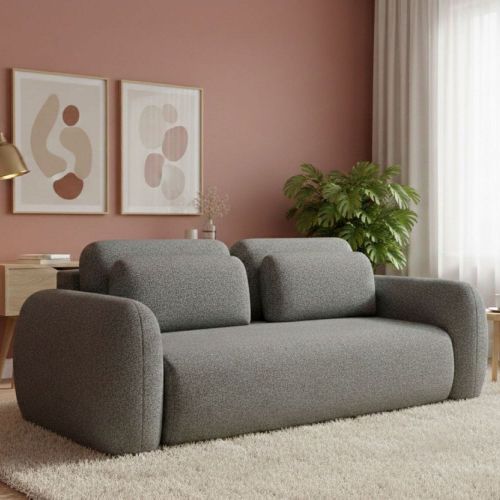 Divano Letto 3 Posti Grigio Cenere Contenitore di Apertura a Libro 266x121 cm, Reclinabile - Sessame