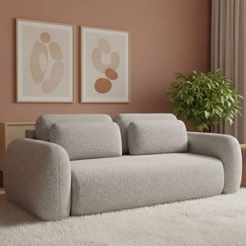 Divano Letto 3 Posti Grigio Chiaro Contenitore di Apertura a Libro 266x121 cm, Reclinabile - Sessame