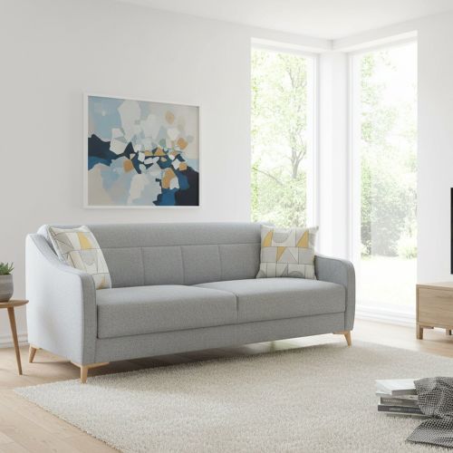 Divano Letto 3 Posti Grigio Chiaro Contenitore di Apertura Click-clack 203x90 cm, Lavabile - Propata