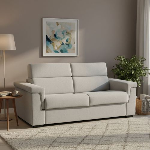 Divano Letto 3 Posti Grigio Chiaro Sfoderabile Contenitore 225x95 cm, Lavabile Made in Italy - Benedetto