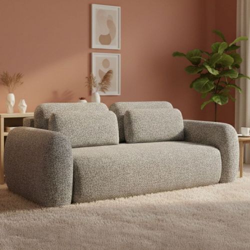 Divano Letto 3 Posti Grigio Contenitore di Apertura a Libro 266x121 cm, Reclinabile - Sessame