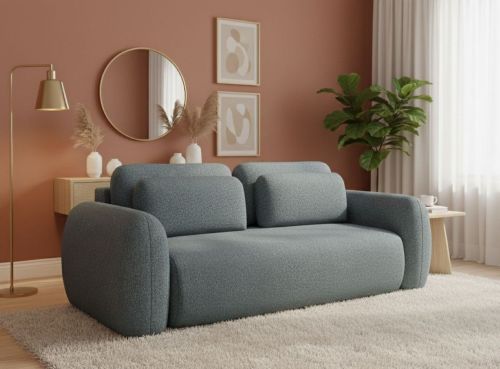 Divano Letto 3 Posti Grigio Scuro Contenitore di Apertura a Libro 266x121 cm, Reclinabile - Sessame