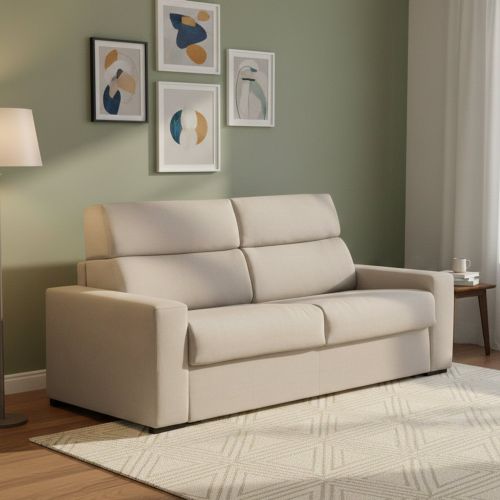 Divano Letto 3 Posti Grigio Tortora Sfoderabile Contenitore 220x95 cm, Lavabile Made in Italy - Marcon