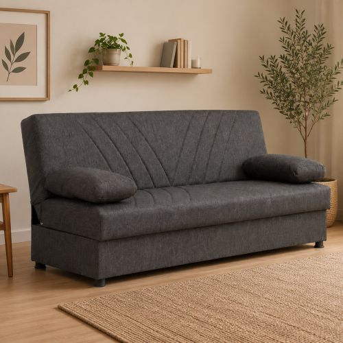 Divano Letto 3 Posti Marrone Contenitore Reclinabile 181x81 cm, Cuscini Inclusi - Apicella