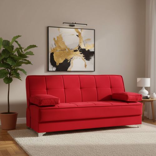 Divano letto 3 posti rosso 190x87cm - Andrey