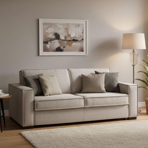 Divano letto 3 posti tortora 200x95cm - Adalberto