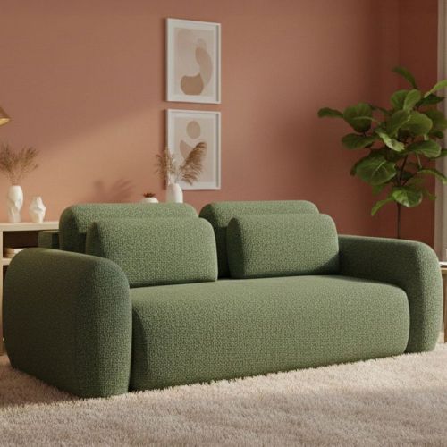 Divano Letto 3 Posti Verde Contenitore di Apertura a Libro 266x121 cm, Reclinabile - Sessame