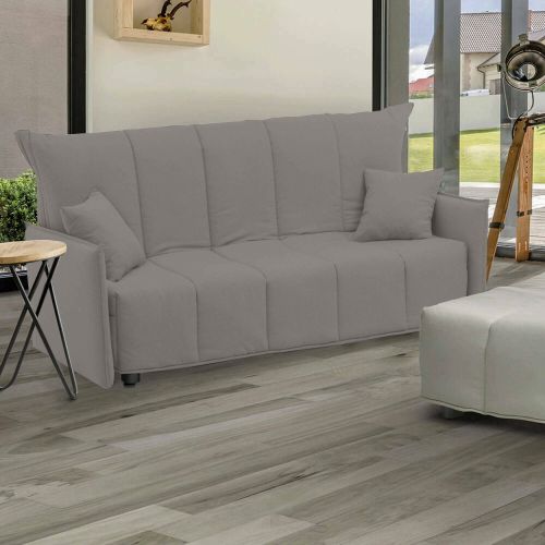 Divano Letto Alisee, Divano a 2 posti, 100% Made in Italy, Sofà Soggiorno con apertura a carrello, in tessuto imbottito, con cuscini inclusi, Cm 125x90h85, Grigio
