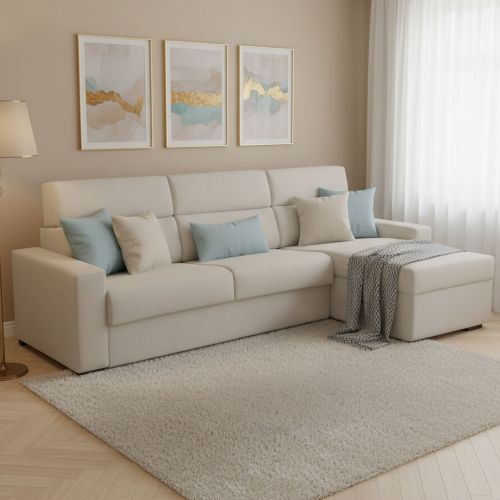 Divano letto angolare beige 280x160cm - Celleno