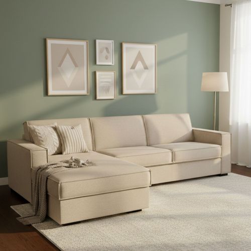 Divano letto angolare beige 280x95cm - Allaida