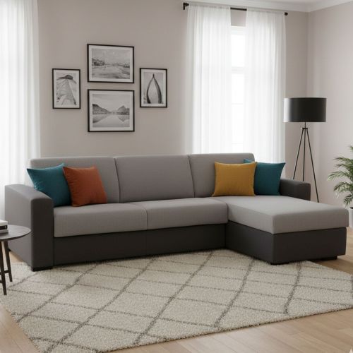 Divano letto angolare grigio e antracite 280x95cm - Aika