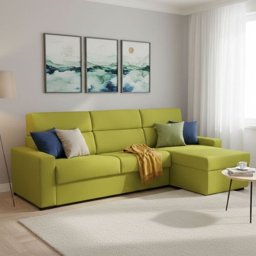 Divano letto angolare verde 280x160cm - Celleno