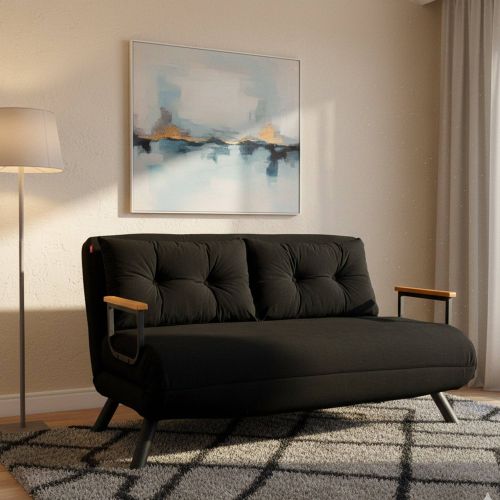 Divano letto comodo nero 133x78cm - Calvin
