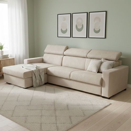 Divano letto compatto beige 260x95cm - Aloet