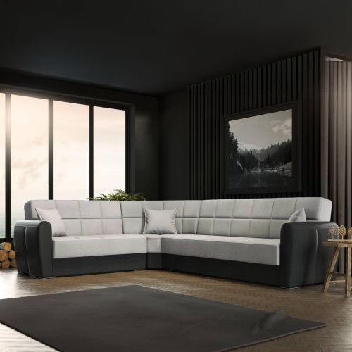 Divano letto compatto nero e grigio 305x238cm - Gaillardia