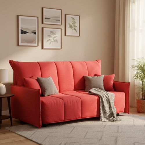 Divano letto compatto rosso 150x90cm - Alaric