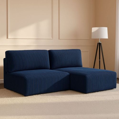 Divano Letto con Penisola blu Contenitore Cuscini Sfoderabili 210x149 cm, Reclinabile - Pergola