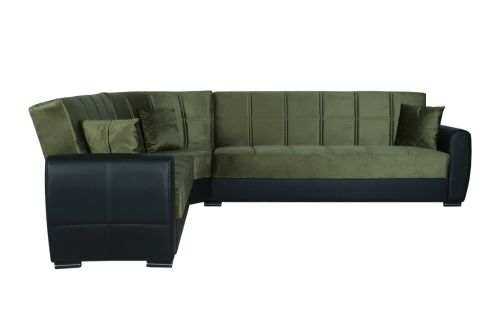 Divano letto con penisola Dgytkja, 305x238h91 cm, Nero e Grigio Scuro